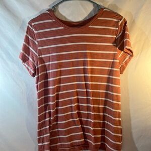 Time and Tru Rust and White Striped womens Tee
